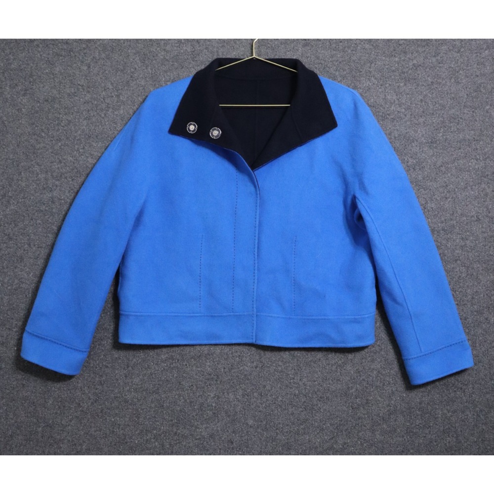 Lafayette 148 Jacket Women Medium Blue Simone Double Face Wool Cashmere Blend‎
